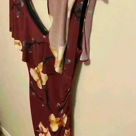 Beautiful  Off the Shoulder Le Château Dress with Floral Design - Picture 5 of 5